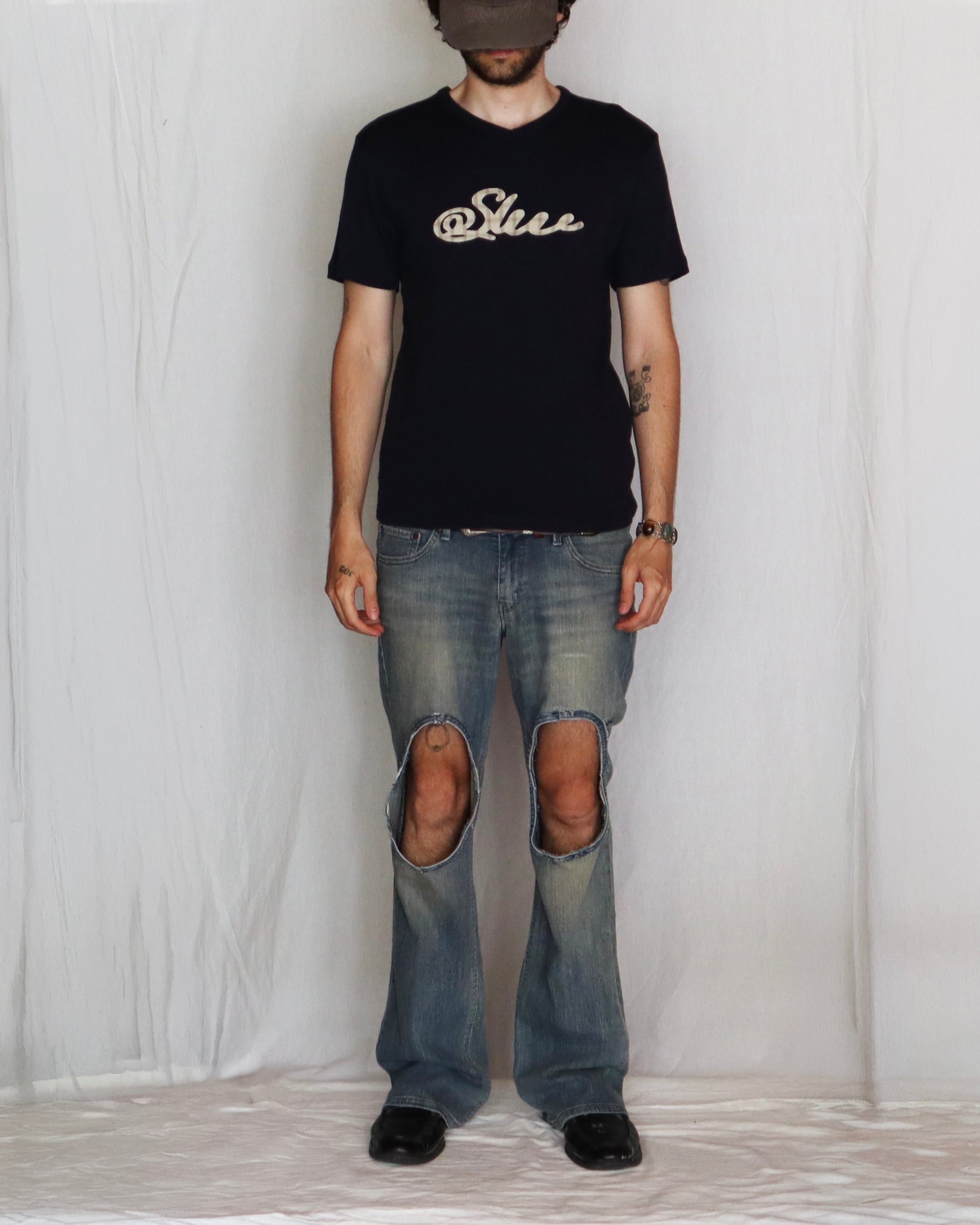 BEIGE SCRIPT T-SHIRT BLUE
